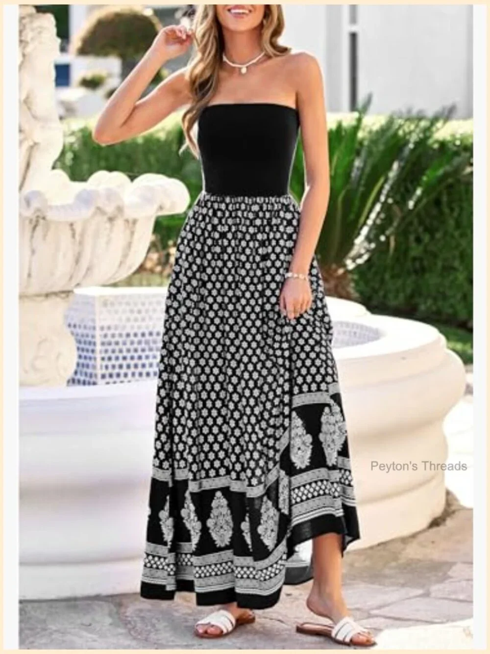 Strapless Tube Maxi Dress with Pockets Floral Patchwork Summer
